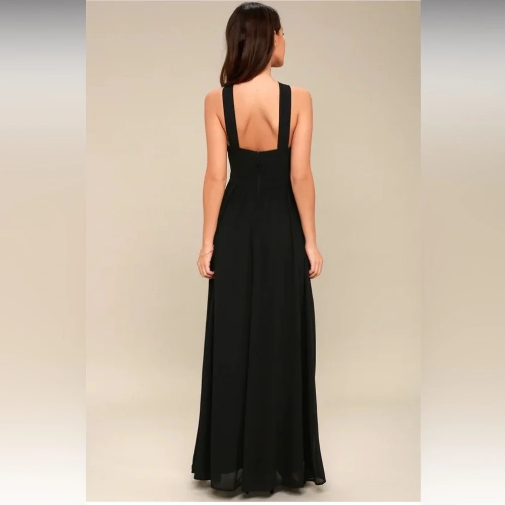 WORN ONCE LULUS AIR OF ROMANCE BLACK MAXI DRESS - Size Medium SKU:559 - Picture 3 of 9
